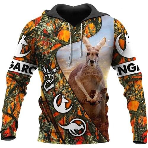 Beautiful kangaroo 3D print fashion casual Sweatshirt zipper pants Street hip hop hoodie-04