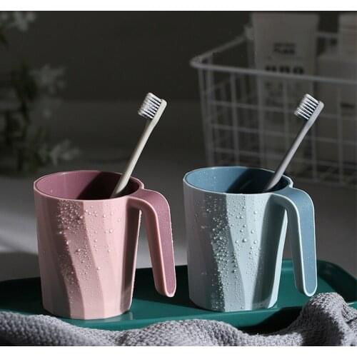 Creative Couples Student Toothbrush Cup Simple Household Plastic Double Wash Cup with Handle Thread Bathroom Accessories Set