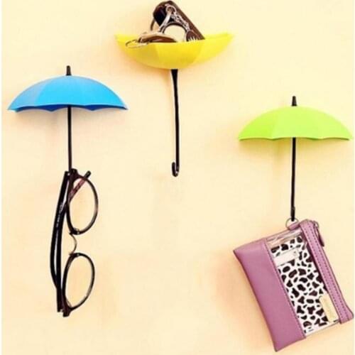 3pcs/set Umbrella Hook Self Adhesive Hook Wall Door Clothing Hanger Keys Sundry Hanging Hooks Bathroom Kitchen Sticky Holder
