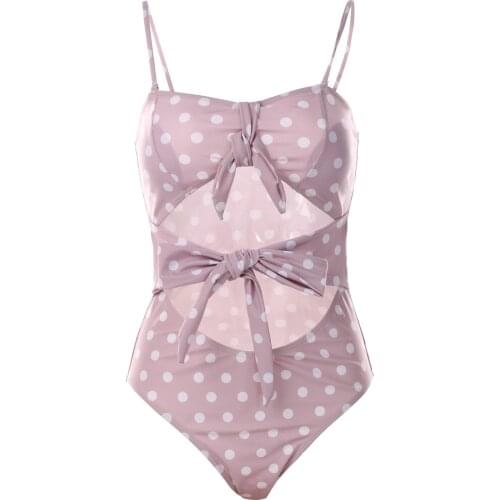 2021 newest fashionable Female Swimsuits Polka Dot Print Sleeveless Swimwear for Women Red/Pink/Wine Red/Yellow