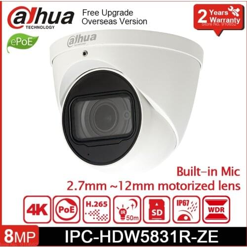 Original Dahua IPC-HDW5831R-ZE 4K 8MP POE H.265 IP67 IR 50m Dome IP Camera IPC-HDW5831R-ZE Network Camera with logo