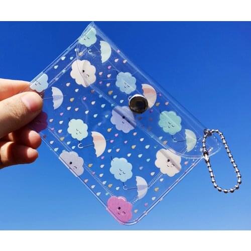 Fashion Printing Pattern Transparent Coin Purse Women Keyring Mini Wallet ID Business Card Holder Case Girls Credit Card Bag