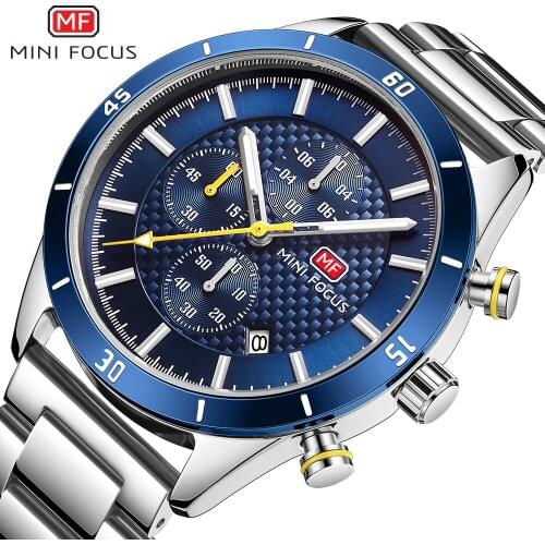 MINI FOCUS Blue Watches Mens 2021 Business Quartz Watch Men Top Brand Luxury Stainless Steel Waterproof Sport Watches For Men