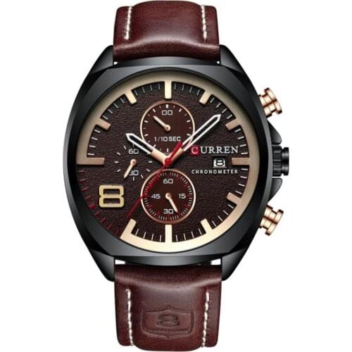 Mens Waterproof Casual Leather Wristwatch Business Sport Chronograph Male Clock Wrist Watches
