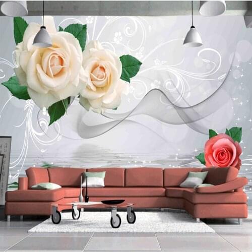 Custom Any Size Wall Mural Creative Embossed Pink Rose Photo Wallpaper Living Room Sofa TV Background Home Decor Poster Painting