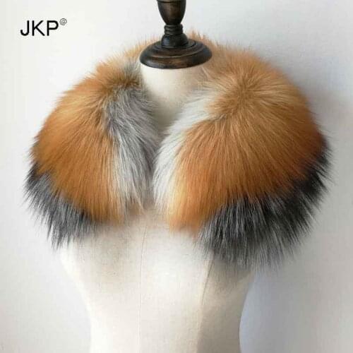 JKP 2018 New 100% Real Hair Silver Fox Collar Red Fox Silver Blue Fox Collar Fashion Bib Unisex