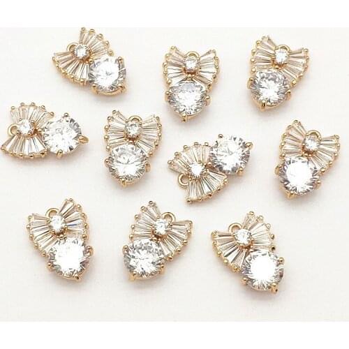 New Arrival! 17x12mm 30pcs Copper Cubic Zirconia Charm for Handmade Necklace Earring DIY Parts Jewelry Findings & Components