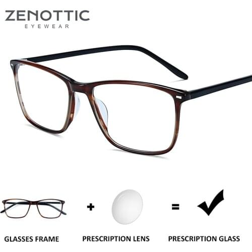 ZENOTTIC Retro Acetate Prescription Progressive Glasses Frames For Men Hyperopia Myopia Anti Blue Ray Lenses Optical Eyeglasses
