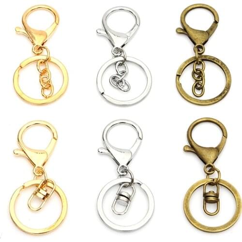 10pcs/lot rhodium gold-color lobster clasp key hook chain DIY jewelry making for keychain jewelry findings and accessories