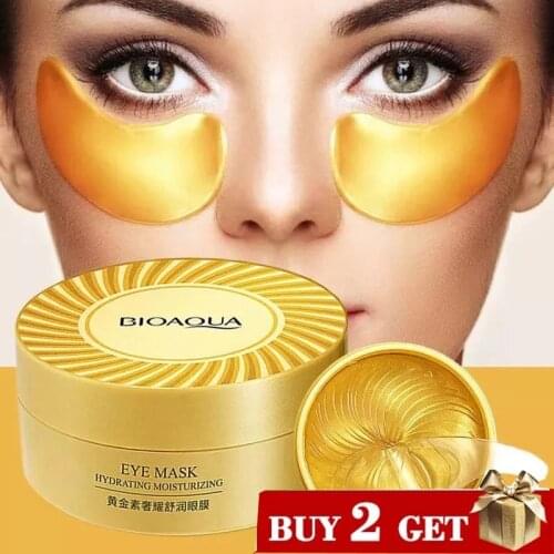 60pcs 24K Gold Collagen Eye Mask Anti Wrinkle Sleep Crystal Eye Patch Moisturizing Dark Circles Remover Eye Mask Eye Care