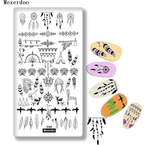 Stamping Plate Nail Art Template Image Indian Dream Catcher Feather Pattern Nails Stamp Plate Scraper Stamper Sticker Decals C66