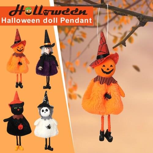 Halloween Plush Dolls Thanksgiving Pumpkin Gnomes With Witch Cloak Hat Handmade Party Props Decoration Pendant #WT