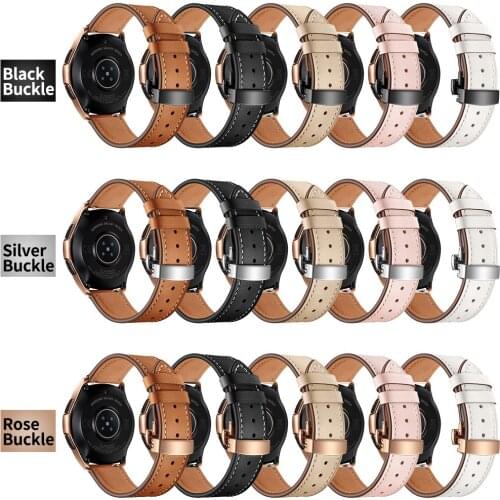 22mm 20mm High Quality Genuine Leather Strap for Samsung Galaxy Watch 3 Band 41mm 45mm/46mm/42mm/Active 2 1 Bracelet Belt