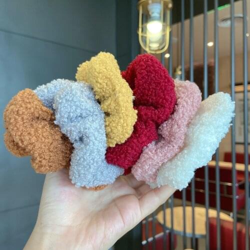 6 Colors Lambswool Hair Ties Hairy Elastic Hair Bands Scrunchy Hair Rope for Women Girls Hair Grooming Accessories Whoelsale