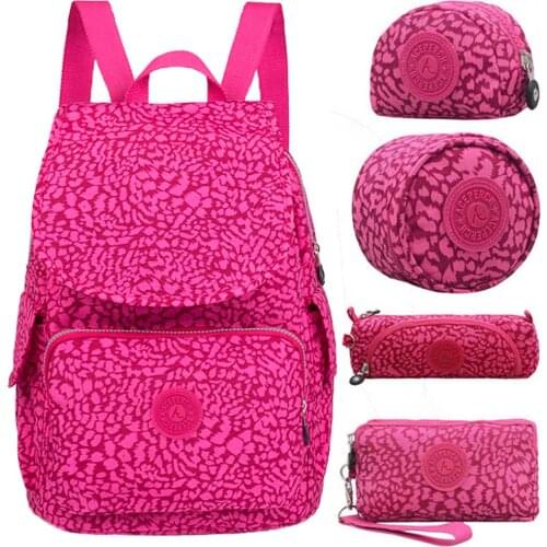 ACEPERCH Women Original Backpack 5Pcs/Set Girl School Bag Nylon Waterproof Backpack Mujer mochilas escolares para adolescentes