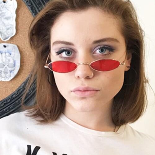 Brand Designer Small Round Oval Sunglasses Women Men Clear Color Lenses Unisex Ellipse Sun Glasses for Women Female UV400