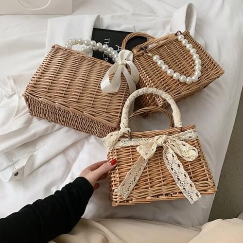 Straw Bag for Women Fashion Small Purses and Handbags Rattan Handmade Ladies Hand Bags Tote Travel Bag