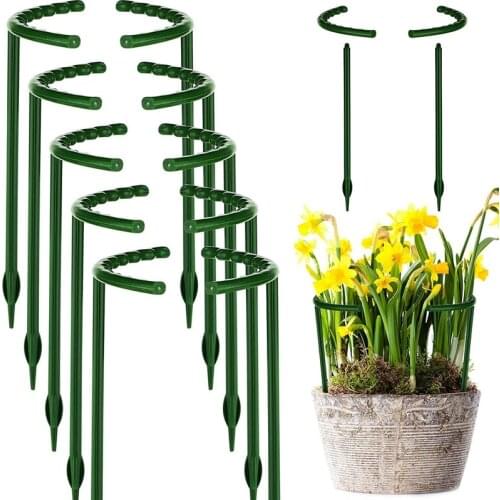 18 Pieces Plant Support Flower Support Stake Half Round Plant Support Ring Plant Cage Holder Flower Pot Climbing Trellis