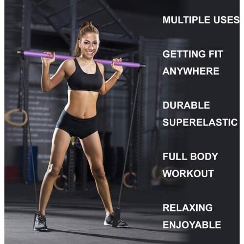 Yoga Exercise Resistance Bands Pilates Stick Fitness Elastic Pull Rope Kit Muscle Training Equipment Home Gym Leg Bodybuilding