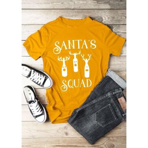 ZBBRDD Santas Squad Funny Graphic Christmas Women Tshirt Cotton O Neck Top Tees Short Slleve Girl casual Clothing Drop Shipping