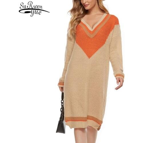 Fashion Loose Women Tops Striped Pullover Women Korean 2021 New V-neck Long Sweater Winter Clothes Women Jacket 11754