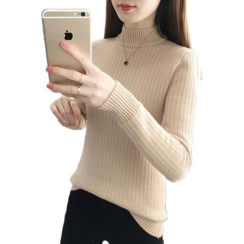 2021 Winter Spring Womens Knitwear sexy Turtleneck Sweaters High Elastic Solid Female Slim Minimalist Tops Knitted Pullovers