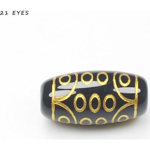 1pcs ,10x20mm Tibet Dzi Agates Gold & Black Oval Beads , Many patterns For DIY Jewelry Making