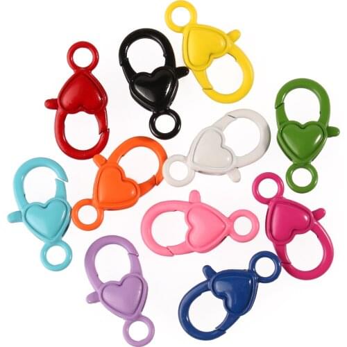 10/20/30 PCS Candy Color Heart Shape Keychains Metal Key Chain Ring Split Rings Unisex Keyring Key fob Accessories DIY 7*27mm