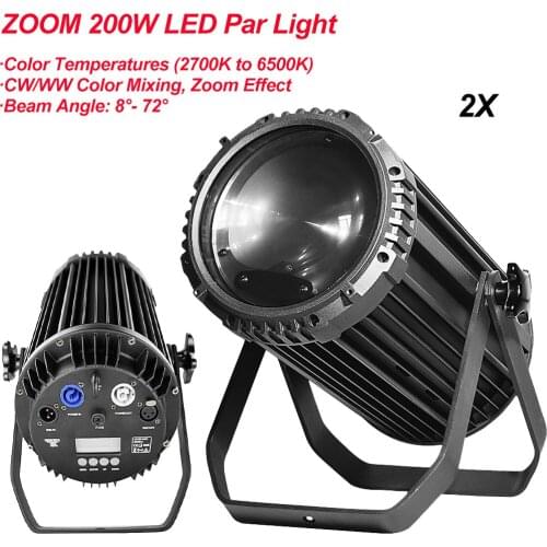 2Pcs/Lot 200W LED Zoom Par Flat COB RGBW 4IN1 LED DMX512 For Stage Efeect Lighting Professional Bar DJ Wedding Parties Lights