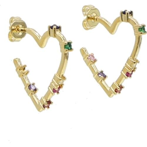 2019 New Fashion Cz Heart Earring Dominated Women Jewelry Stylish Peach Heart Earring Gold Color Ornaments Simple Hearts Earring