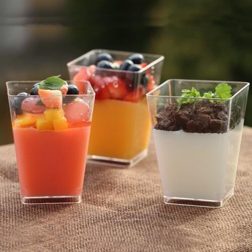 50pcs High quality creative transparent cake pudding plastic cups kitchen DIY baking decoration party dessert yogurt pudding cup