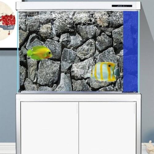 3D Effect Aquarium Background Rock Stone Poster PVC Fish Tank Decorations Landscape High Definition 2 Sizes