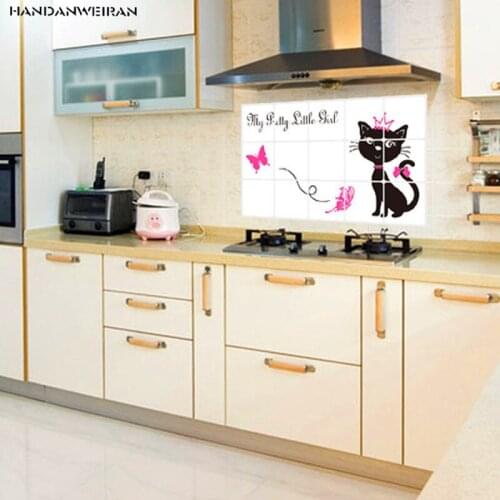 45*70cm Black cat kitchen oil proof sticker aluminum foil Heat-resisting Oil proof sticker Kitchen decorate stickers