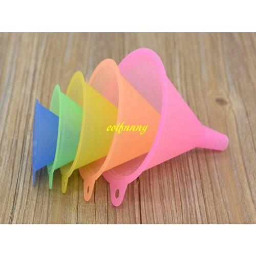 50sets/lot Fast shipping 5pcs/set Mini Funnel Plastic Small Funnels Kitchen cooking tools 5 different size