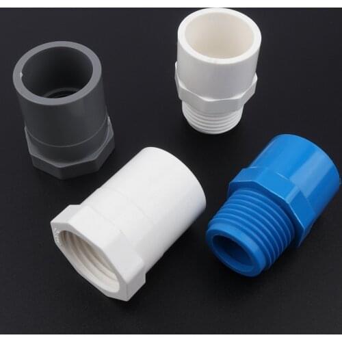 6pcs/lot 20 25mm~1/2" 3/4" Female/Male Thread PVC Connectors Garden Irrigation System Water Pipe Connector Kitchen Faucet Joints