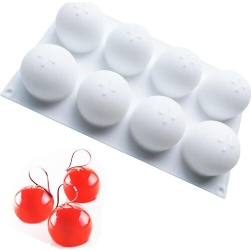 8 Cavity Round Ball Silicone Cake Mold for Chocolate Mousse Dessert Ice Cream Jelly Pudding Pastry Bakeware Pan Decorating Tools