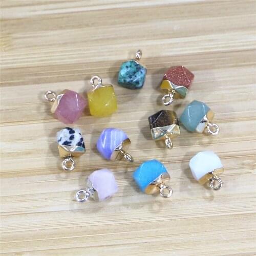 8x12mm Natural Stone Pendant Rose Crystal Faceted Pendant Making for Charms Jewelry Necklace Earrings Gifts for Women