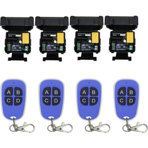 AC 220 V 1 channel RF mini Wireless Remote light Control Receiver transmitter 4 keys 315/433mhz learning code