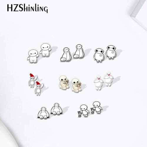 Bayman Big Hero 6 Cartoon Acrylic Stud Earrings Resin Epoxy Ear Jewelry