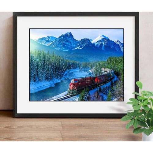 Diamond Painting Full Display Landscape Train Rhinestone DIY Full Square Cross Stitch Diamond Embroidery Decor Home