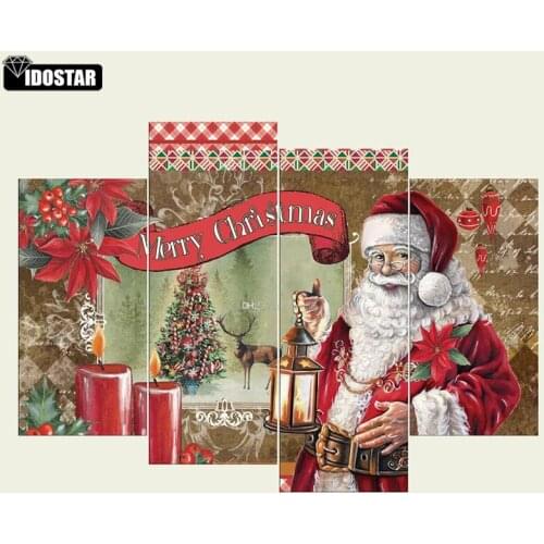 4pcs/set Santa Claus tree 5d Diamond Painting Cross Stitch Pattern Diamond Embroidery Mosaic Full Drill Home Decor DIY Painting