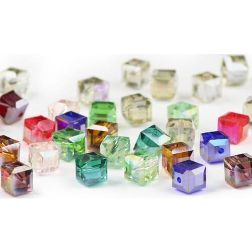 JHNBY Square shape Austrian crystal beads ball 10mm 10pcs glass AB Color Loose bead for jewelry making bracelet DIY Accessories
