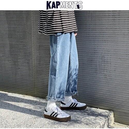 KAPMENTS Streetwear Mens Harajuku Baggy Jeans Pants 2020 Vintage Men Fashion Hip Hop Denim Jeans Male High Waist Straight Pants