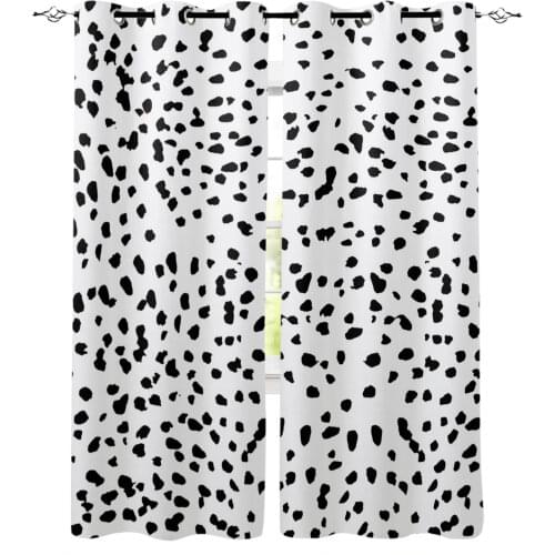 Black Spots White Background Curtains For Bedroom Living Room Modern Kitchen Windows Curtain Home Decoration Drapes