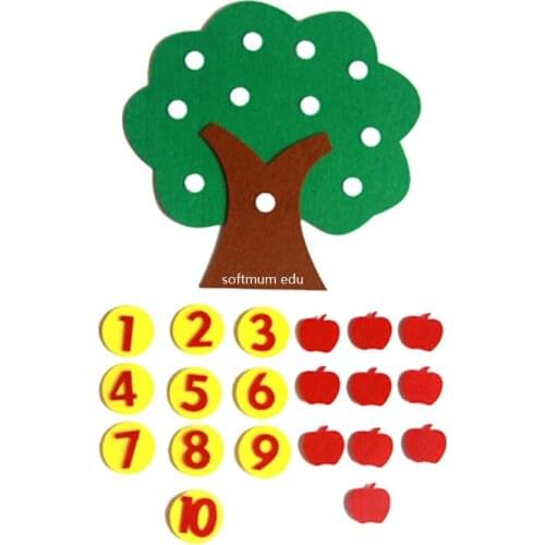 Children Math Apple Trees Toys Montessori Teaching Aids counting 1-10 Kindergarten manual Diy cloth Early Learning Education Toy