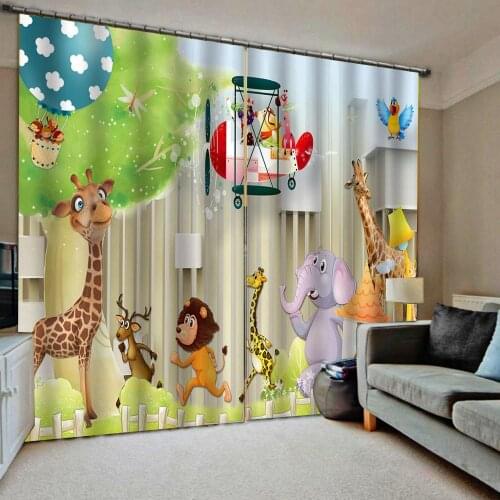 Kids curtains cartoon 3D Window Curtain Luxury living room decorate Cortina Blackout curtain