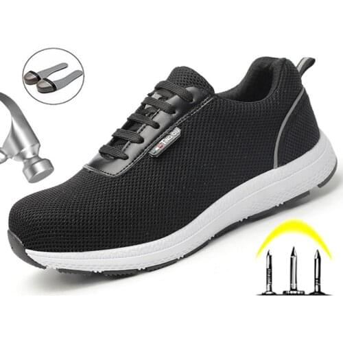 Breathable Work Boots Men Safety Shoes Steel Toe Work Shoes Lightweight Men Boots Puncture-Proof Work Shoes Sneakers Men Shoes