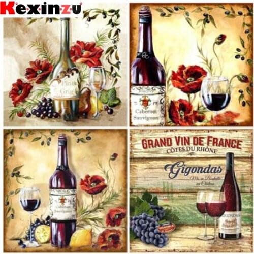 KEXINZU 5D Diamond Painting Full Drill Square Flowers Diamond Art Embroidery Wine Decoration For Home Bedroom living room Gift Y