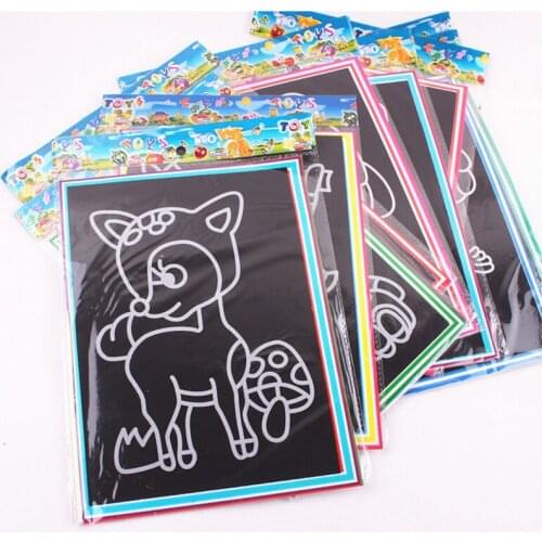 New 50pcs/100pcs Set of Childrens Drawing Creative Card Stickers Magic Scratch Kids Educational Coloring Book DIY Handmade Toys