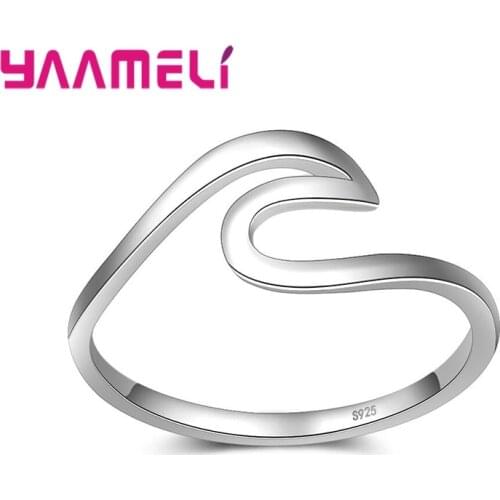 Simple Elegant 925 Sterling Silver Rings For Women Irregular Wave Pattern Gold Color Jewelry Bijoux Birthday Gift